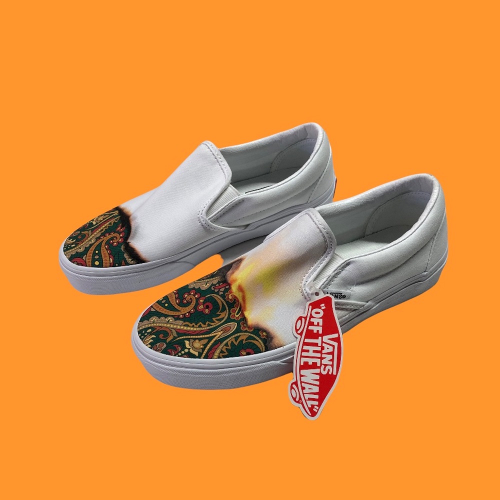 Vans Classic Slip Ons Burn White